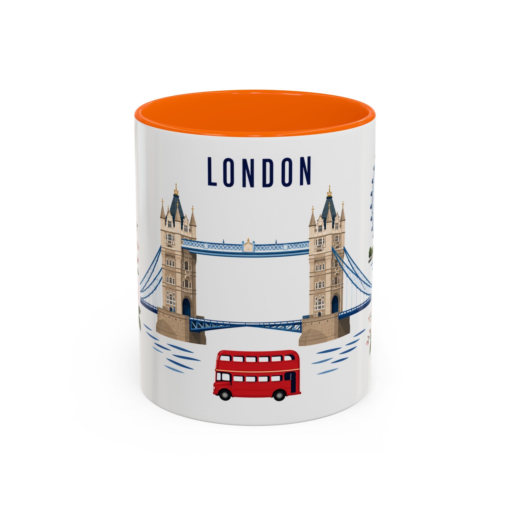 London Coffee Mug | United Kingdom Travel Souvenir | Porcelain Decal City Gift | 11oz 15oz Accent Mug