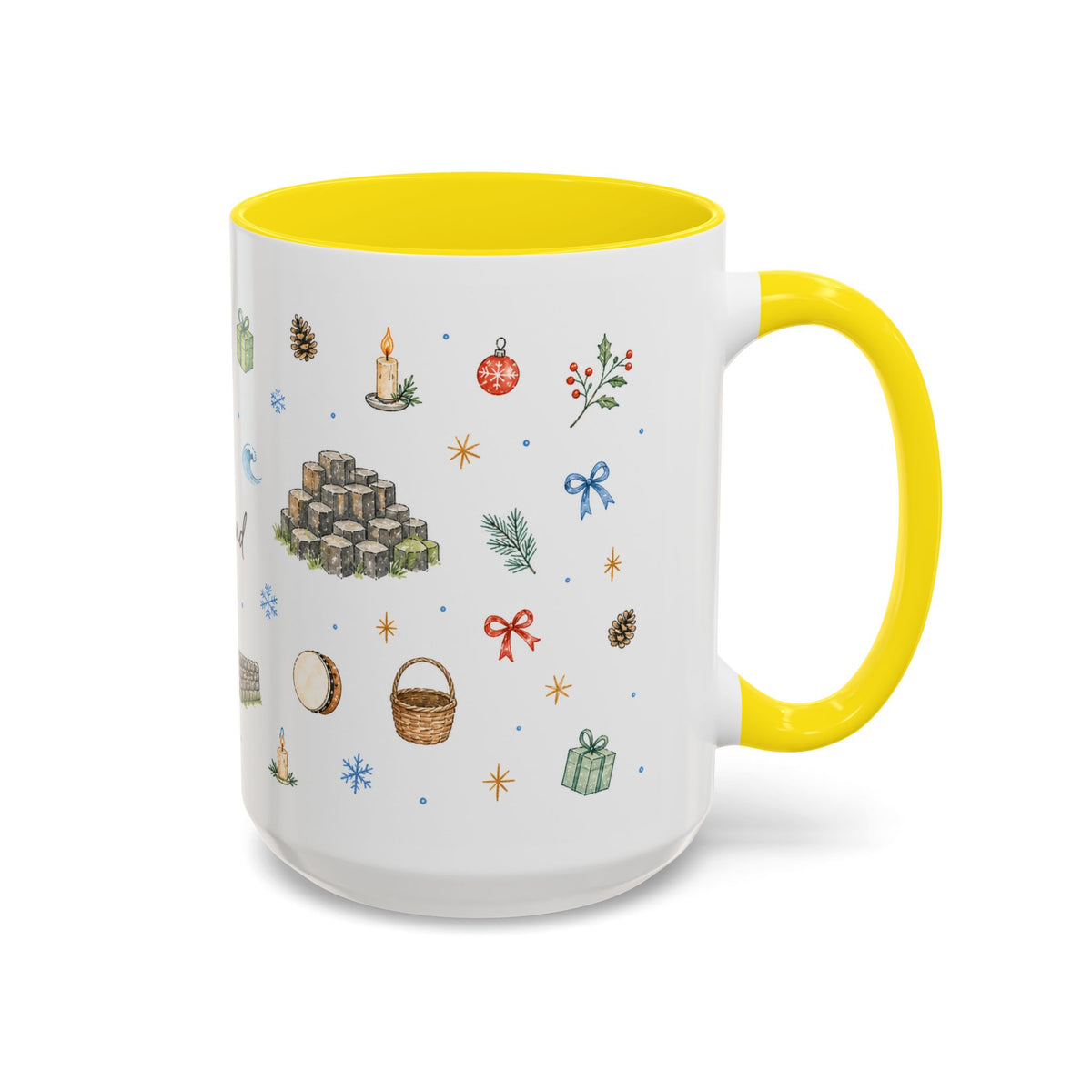Ireland Christmas Mug | Watercolor Travel Souvenir | Holiday Gift | Accent Ceramic Coffee Cup 11oz 15oz