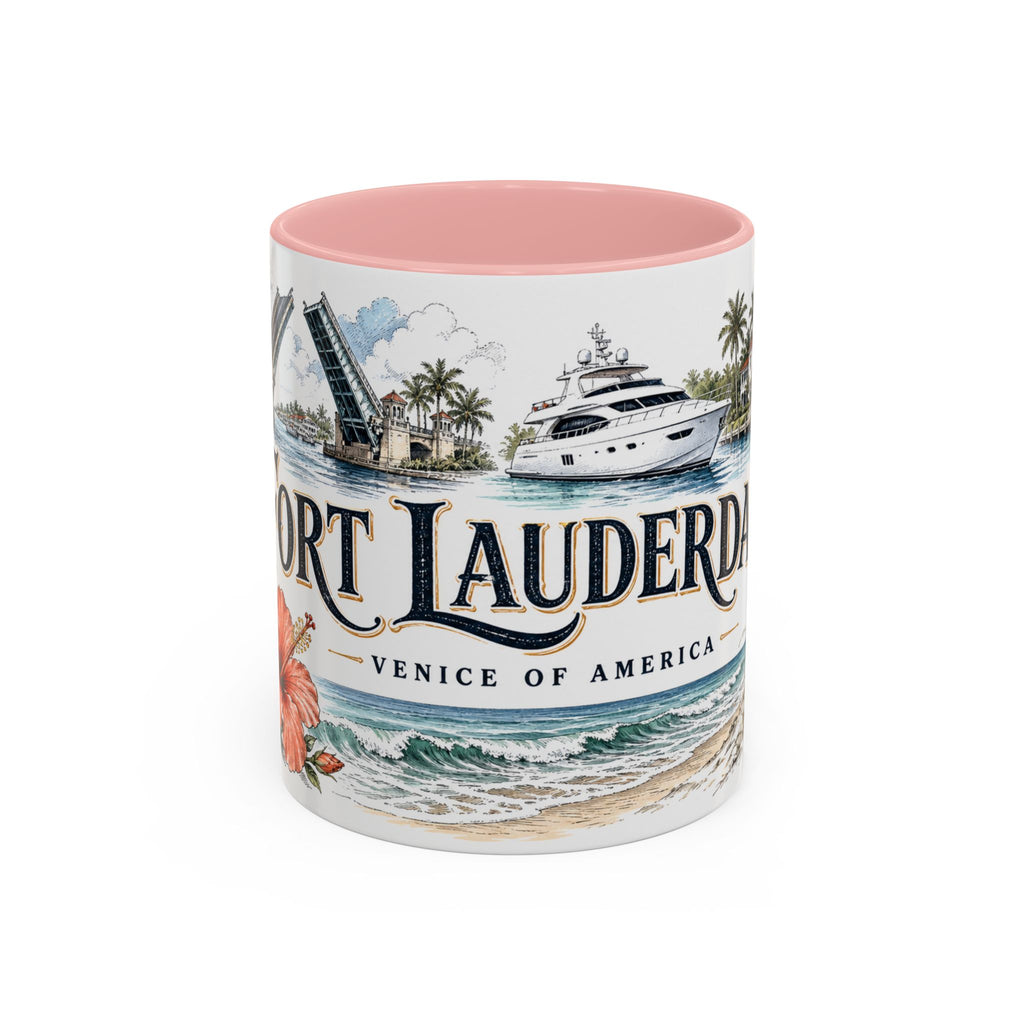 Fort Lauderdale Coffee Mug | United States Travel Souvenir | Vintage Illustrated City Gift | 11 oz 15 oz Accent Mug