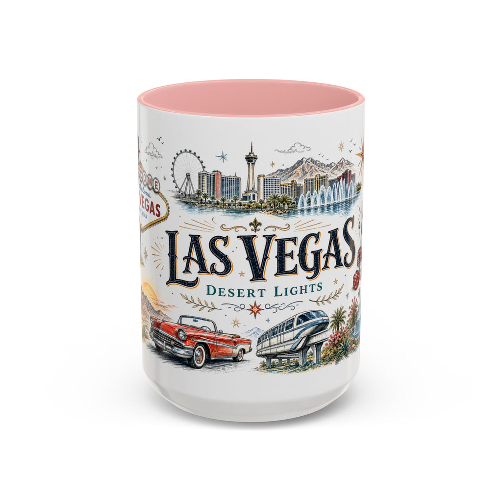 Las Vegas Coffee Mug | United States Travel Souvenir | Vintage Illustrated City Gift | 11 oz 15 oz Accent Mug