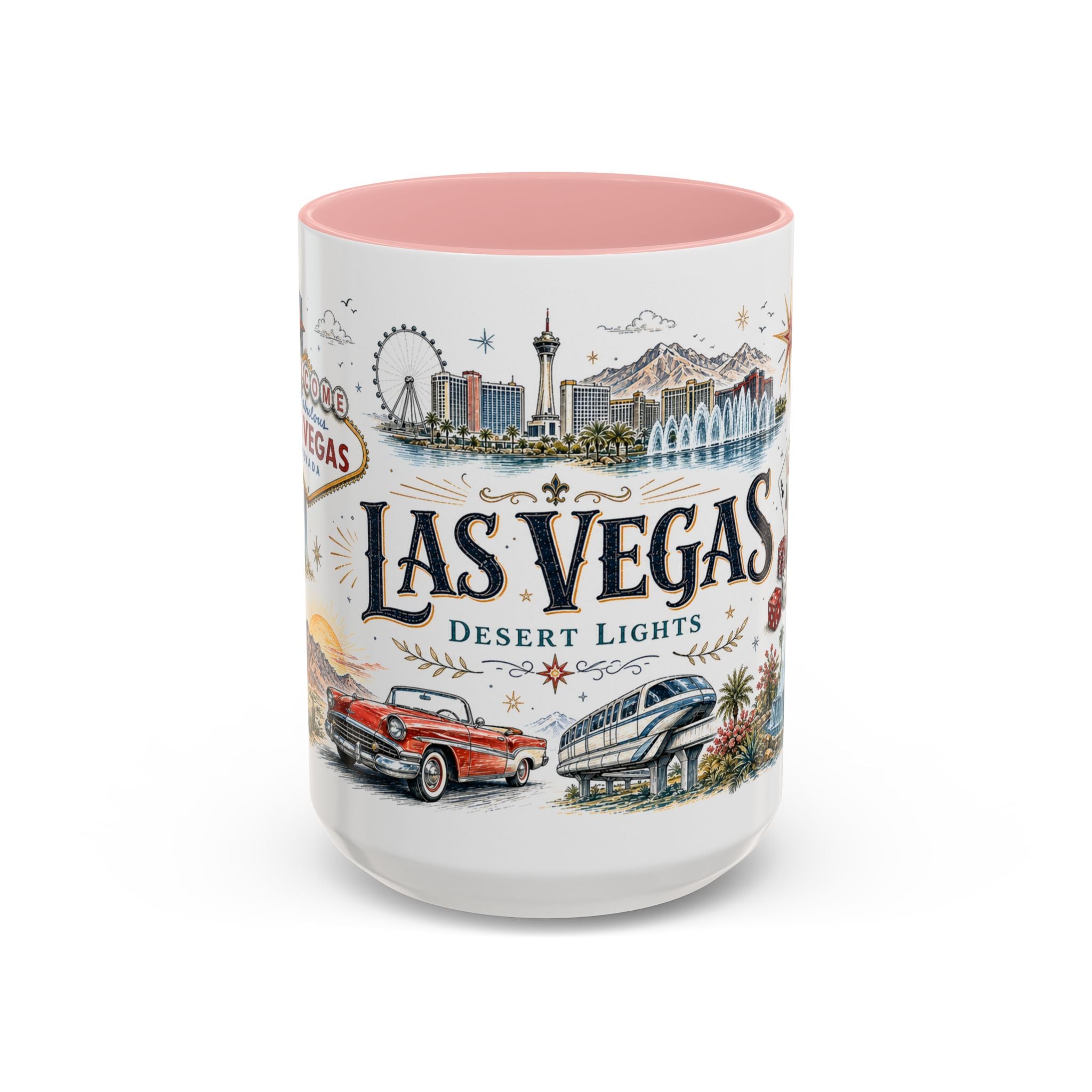 Las Vegas Coffee Mug | United States Travel Souvenir | Vintage Illustrated City Gift | 11 oz 15 oz Accent Mug