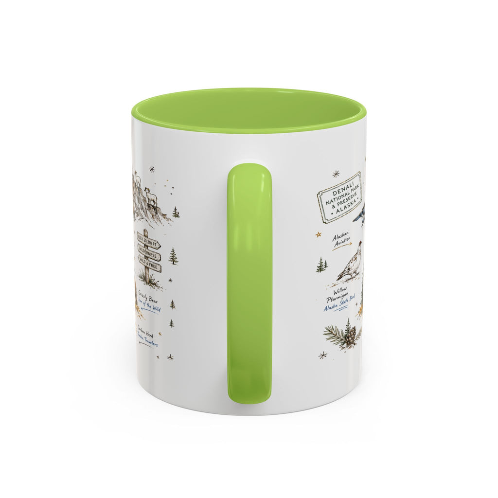 Denali National Park Coffee Mug | Alaska National Park Hiking Gift | Accent Color Ceramic 11oz 15oz