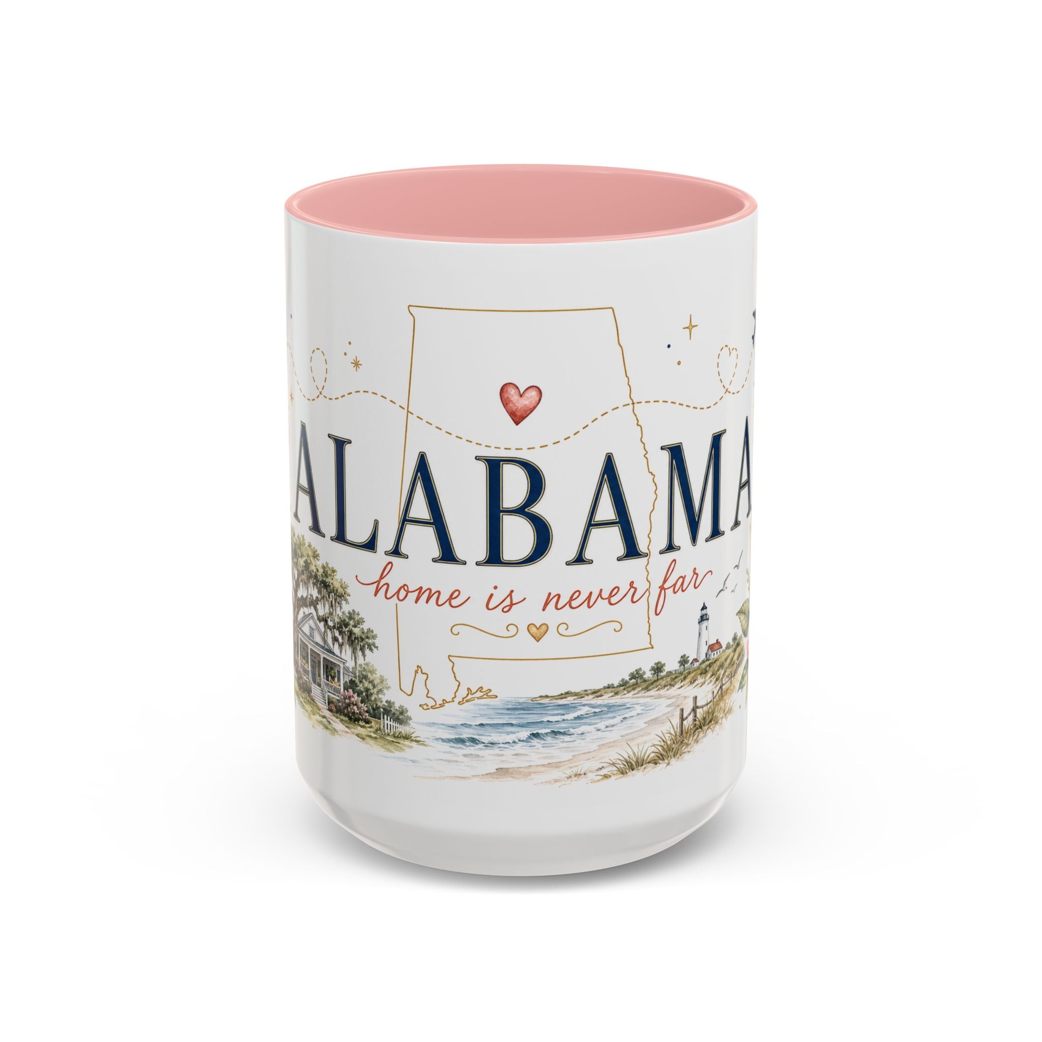 Alabama State Map Mug | Coastal Scenery, Botanical Accents, Homesick Gift