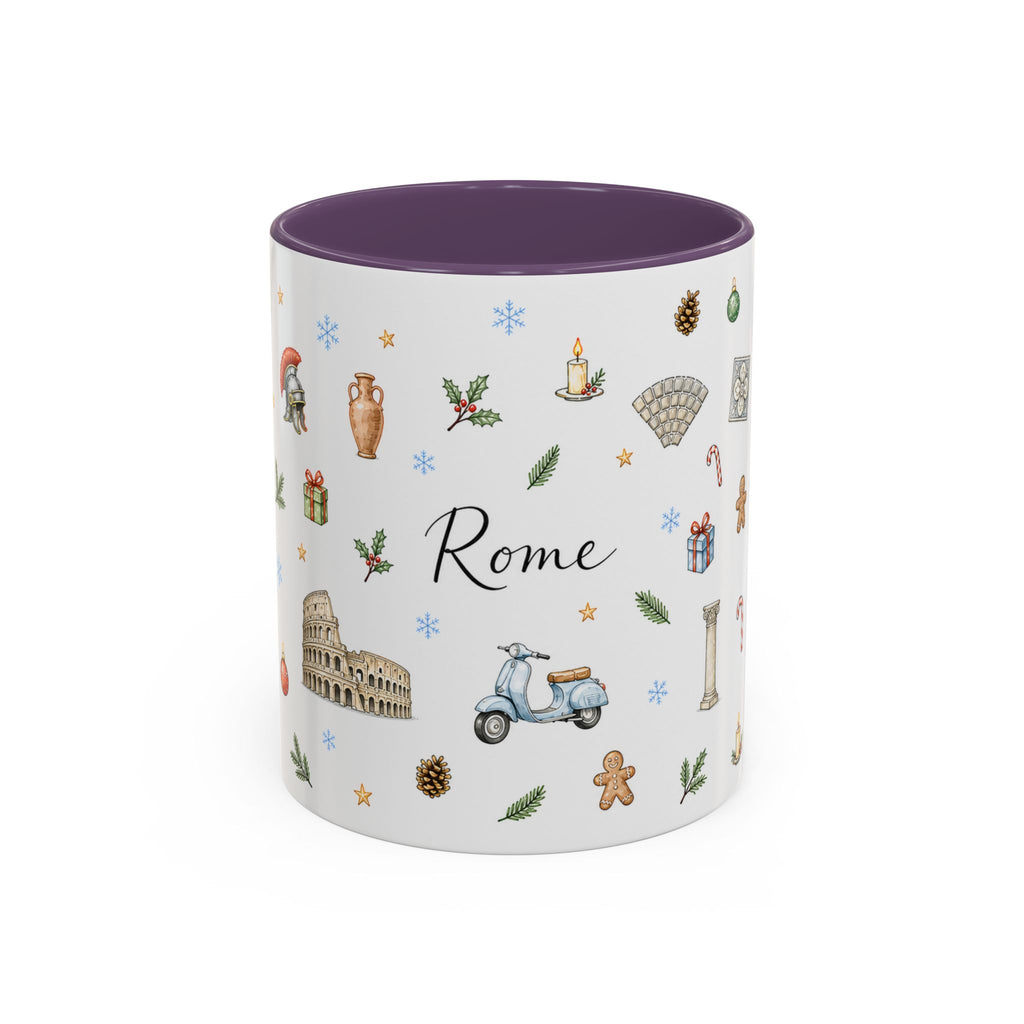 Rome Christmas Mug | Watercolor City Souvenir | Ceramic Coffee Cup
