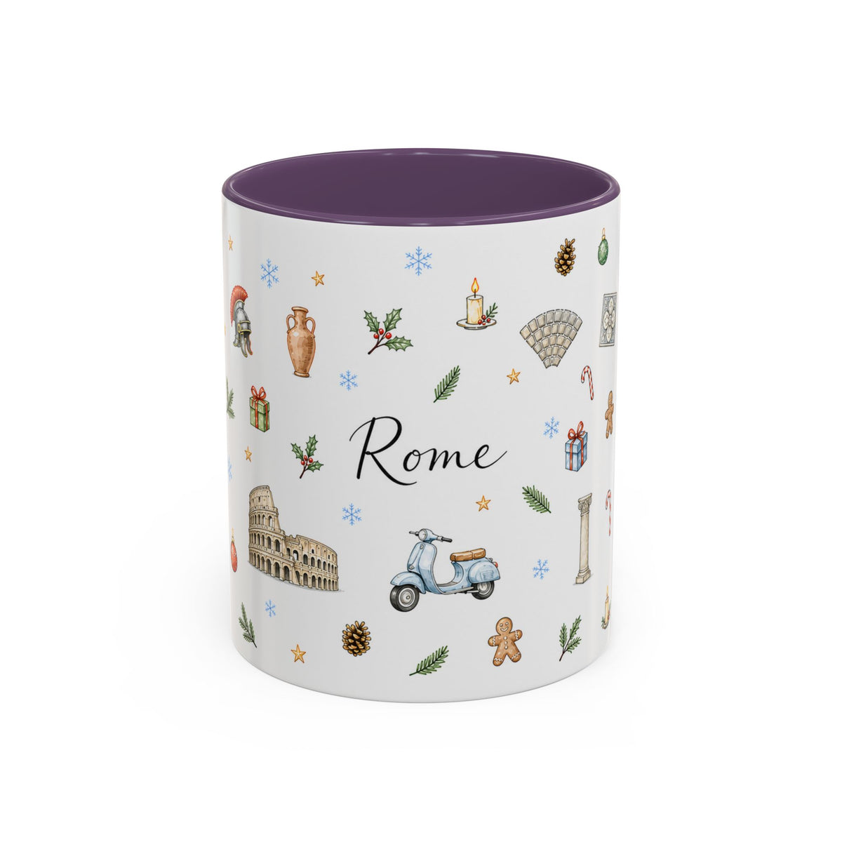Rome Christmas Mug | Watercolor City Souvenir | Ceramic Coffee Cup