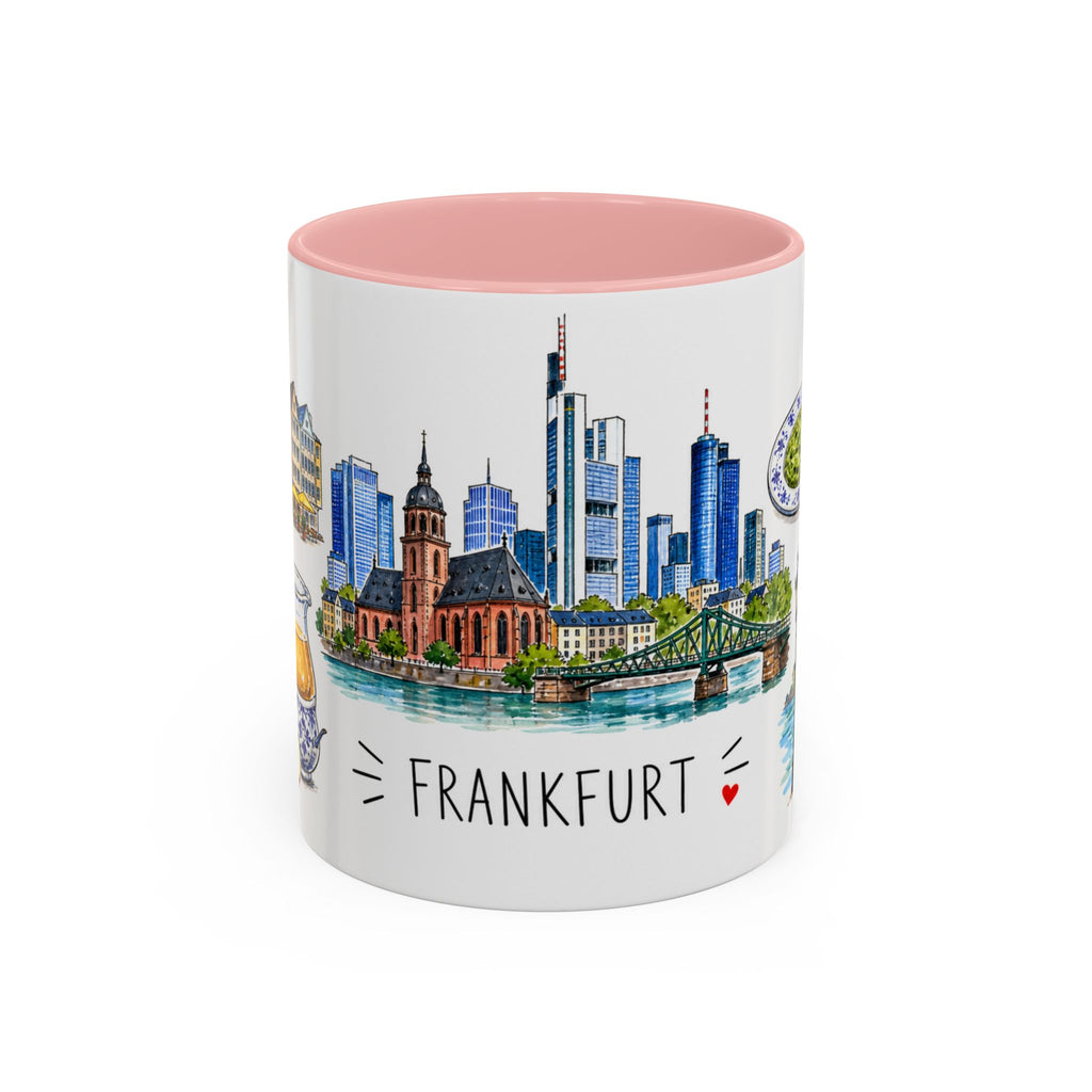Frankfurt Illustrated Travel Mug | City Souvenir Accent Coffee Mug | 11oz 15oz Ceramic Cup