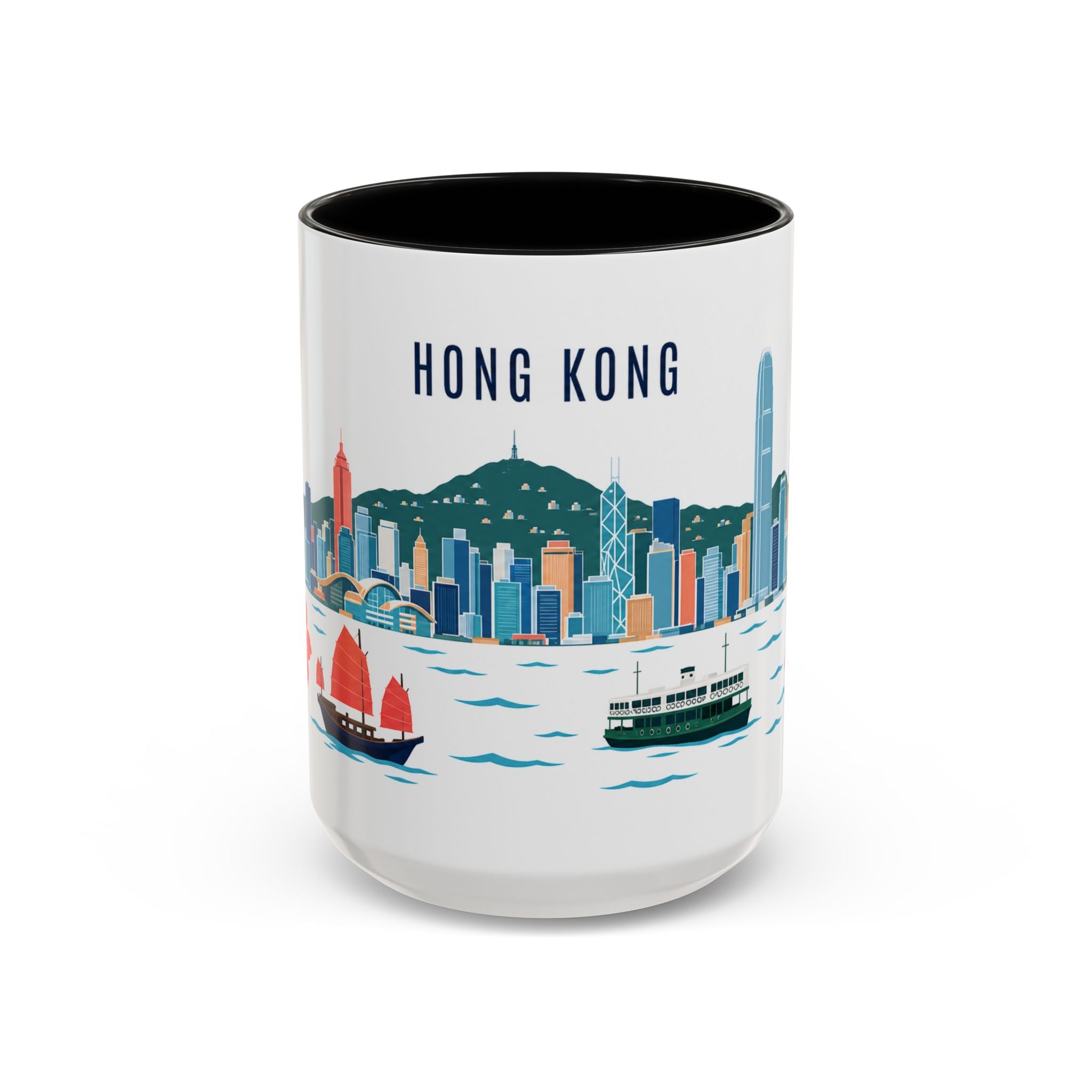 Hong Kong Coffee Mug | Hong Kong Travel Souvenir | Porcelain Decal City Gift | 11oz 15oz Accent Mug
