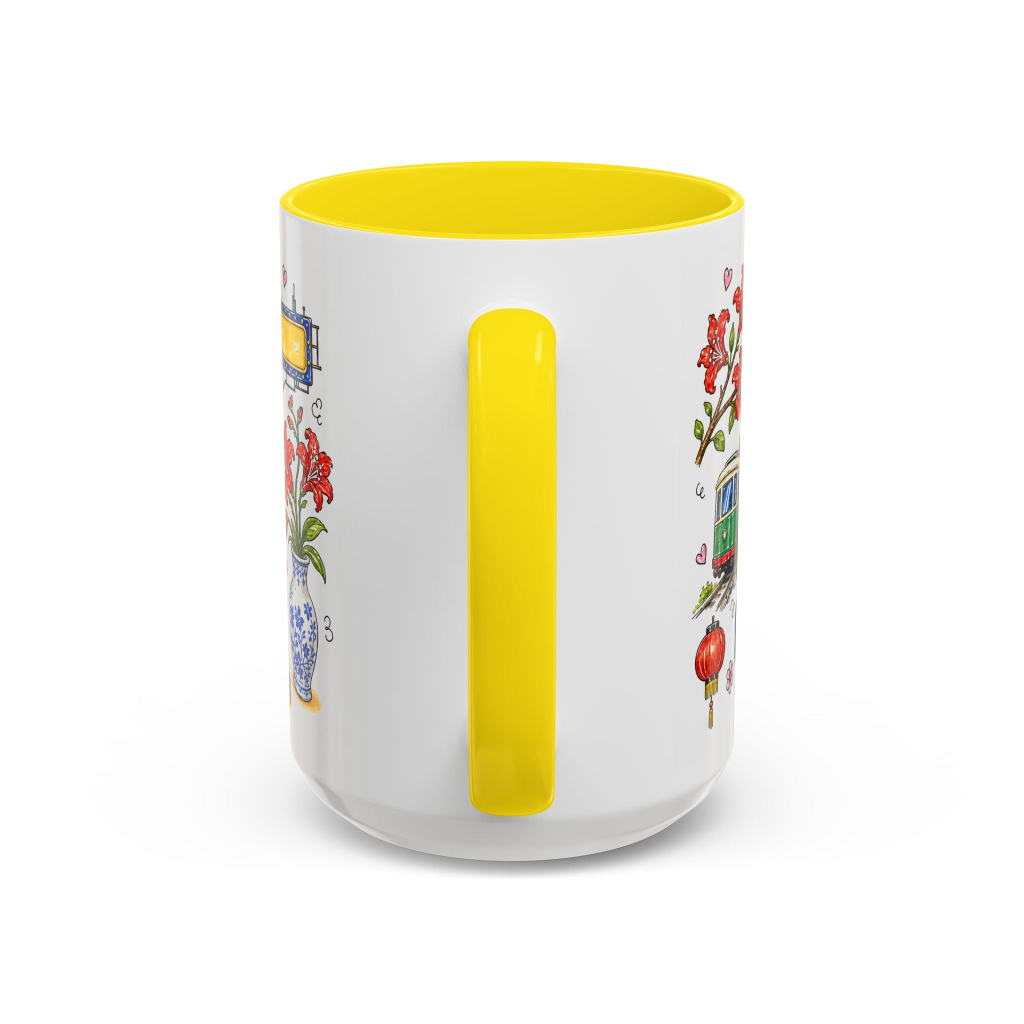 Hong Kong Illustrated Travel Mug | City Souvenir Accent Coffee Mug | 11oz 15oz Ceramic Cup