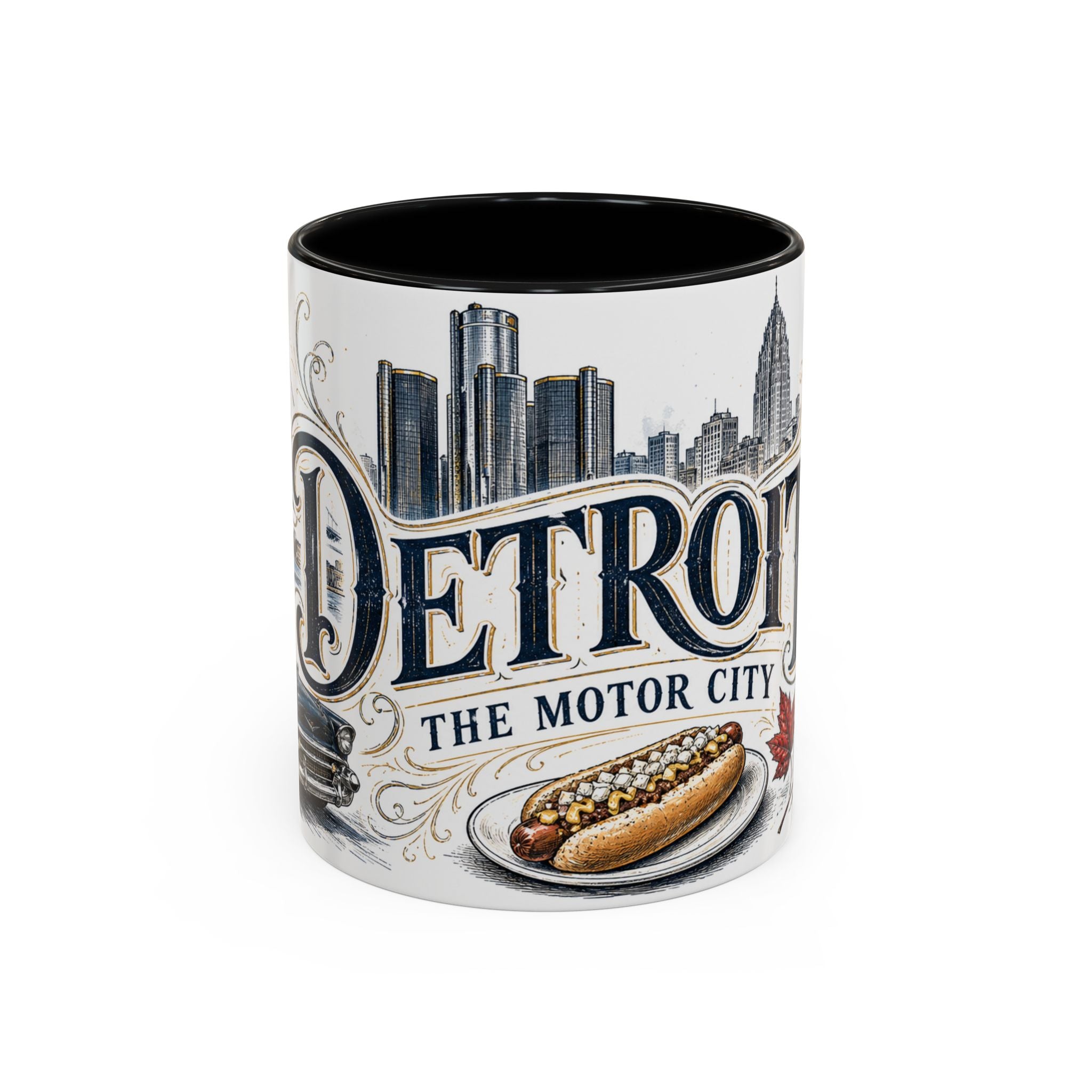Detroit Coffee Mug | United States Travel Souvenir | Vintage Illustrated City Gift | 11 oz 15 oz Accent Mug