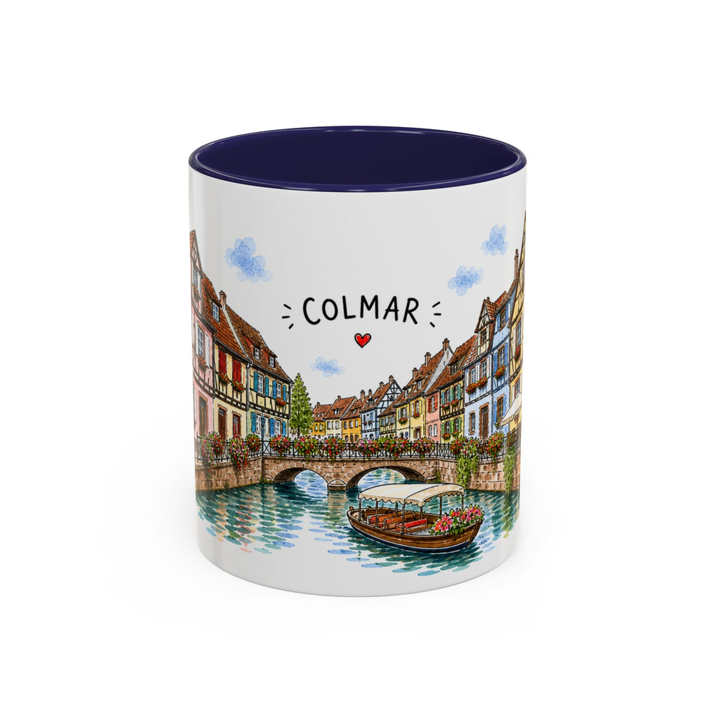 Colmar Illustrated Travel Mug | France Souvenir Accent Coffee Mug | 11oz 15oz Ceramic Cup
