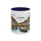Colmar Illustrated Travel Mug | France Souvenir Accent Coffee Mug | 11oz 15oz Ceramic Cup