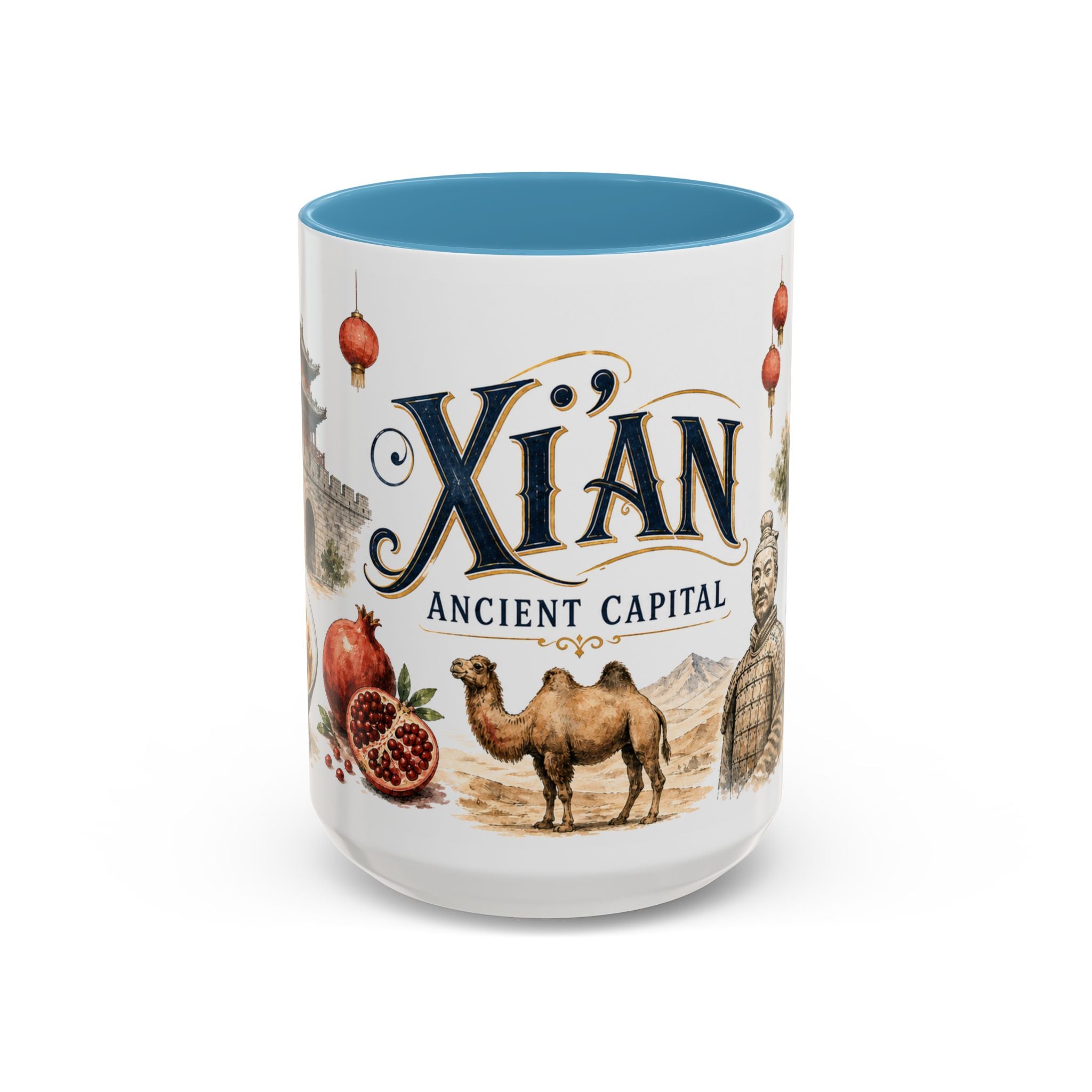 Xi'an Coffee Mug | China Travel Souvenir | Vintage Illustrated City Gift | 11 oz 15 oz Accent Mug