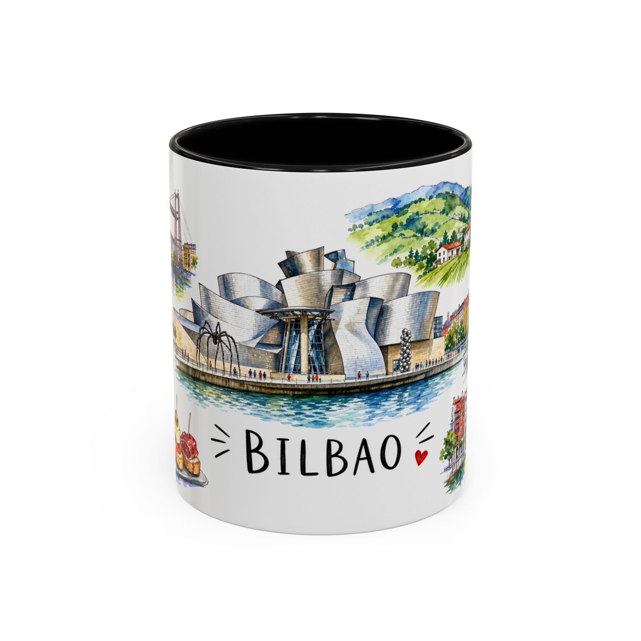 Bilbao Illustrated Travel Mug | City Souvenir Accent Coffee Mug | 11oz 15oz Ceramic Cup