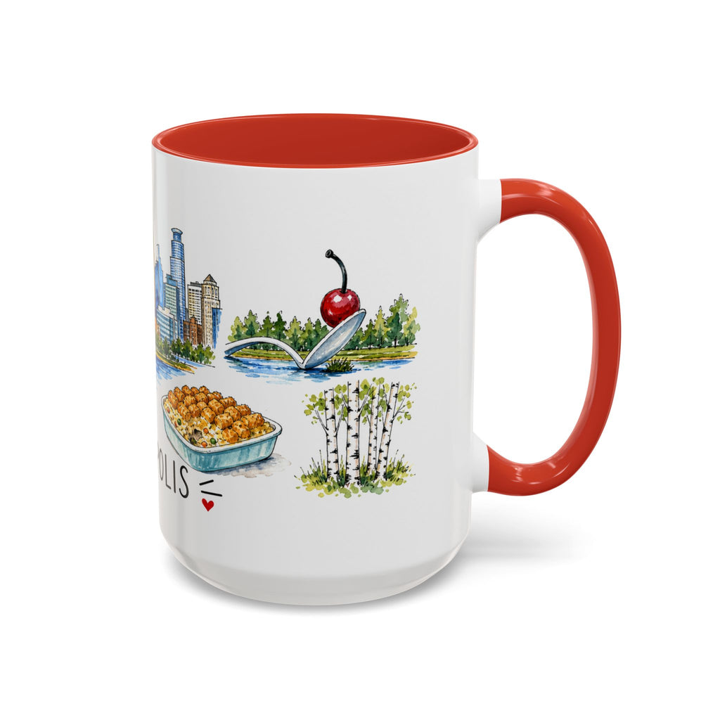 Minneapolis Illustrated Travel Mug | City Souvenir Accent Coffee Mug | 11oz 15oz Ceramic Cup