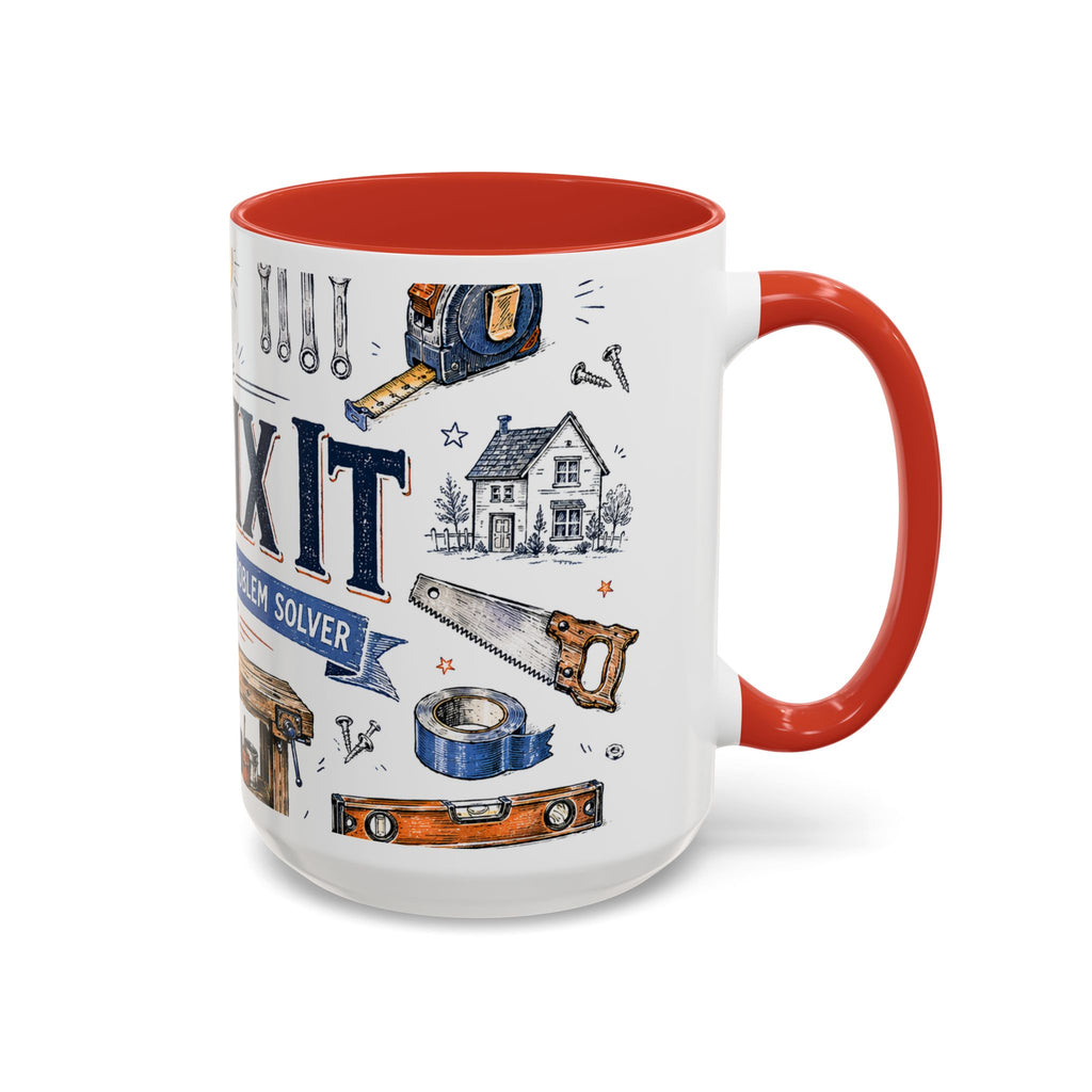 Mr Fix It Coffee Mug | Father's Day Gift for Dad | Accent Color Ceramic 11oz 15oz
