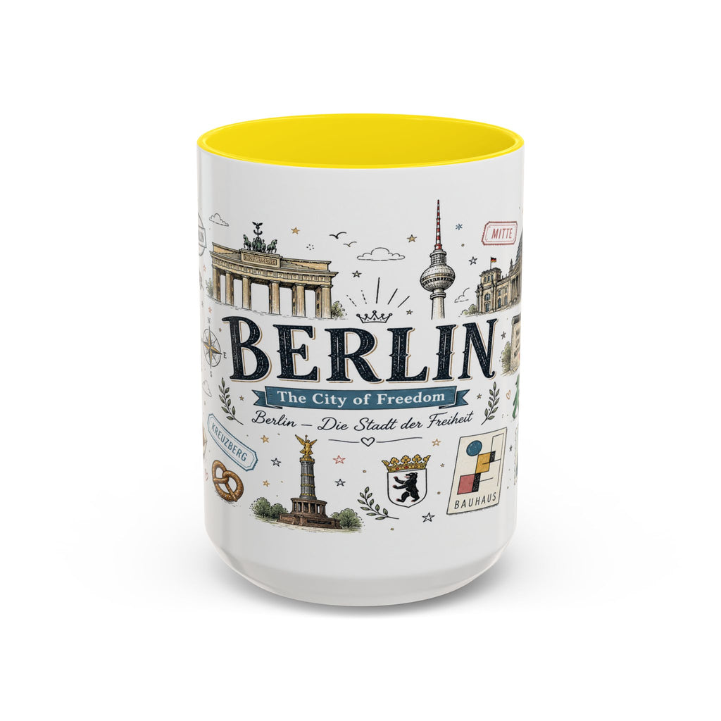 Berlin Coffee Mug | Germany Souvenir Travel Gift | Accent Color Ceramic 11oz 15oz