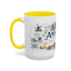 Amsterdam Coffee Mug | Netherlands Souvenir Travel Gift | Accent Color Ceramic 11oz 15oz