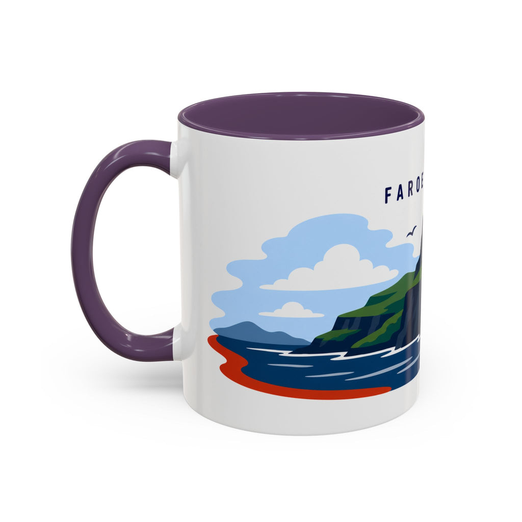 Faroe Islands Coffee Mug | Travel Destination Souvenir Gift | Accent Color Ceramic 11oz 15oz