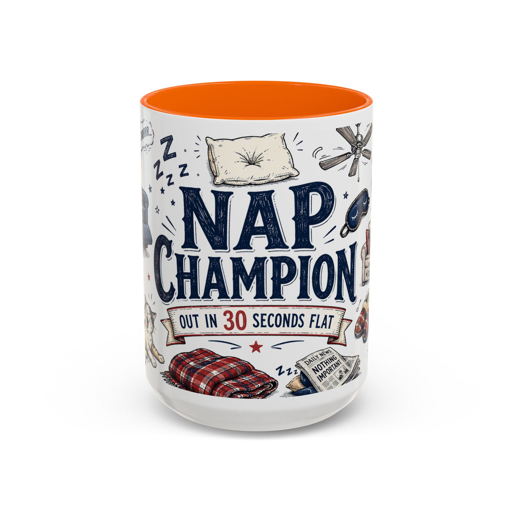 Nap Champion Coffee Mug | Father's Day Gift for Dad | Accent Color Ceramic 11oz 15oz