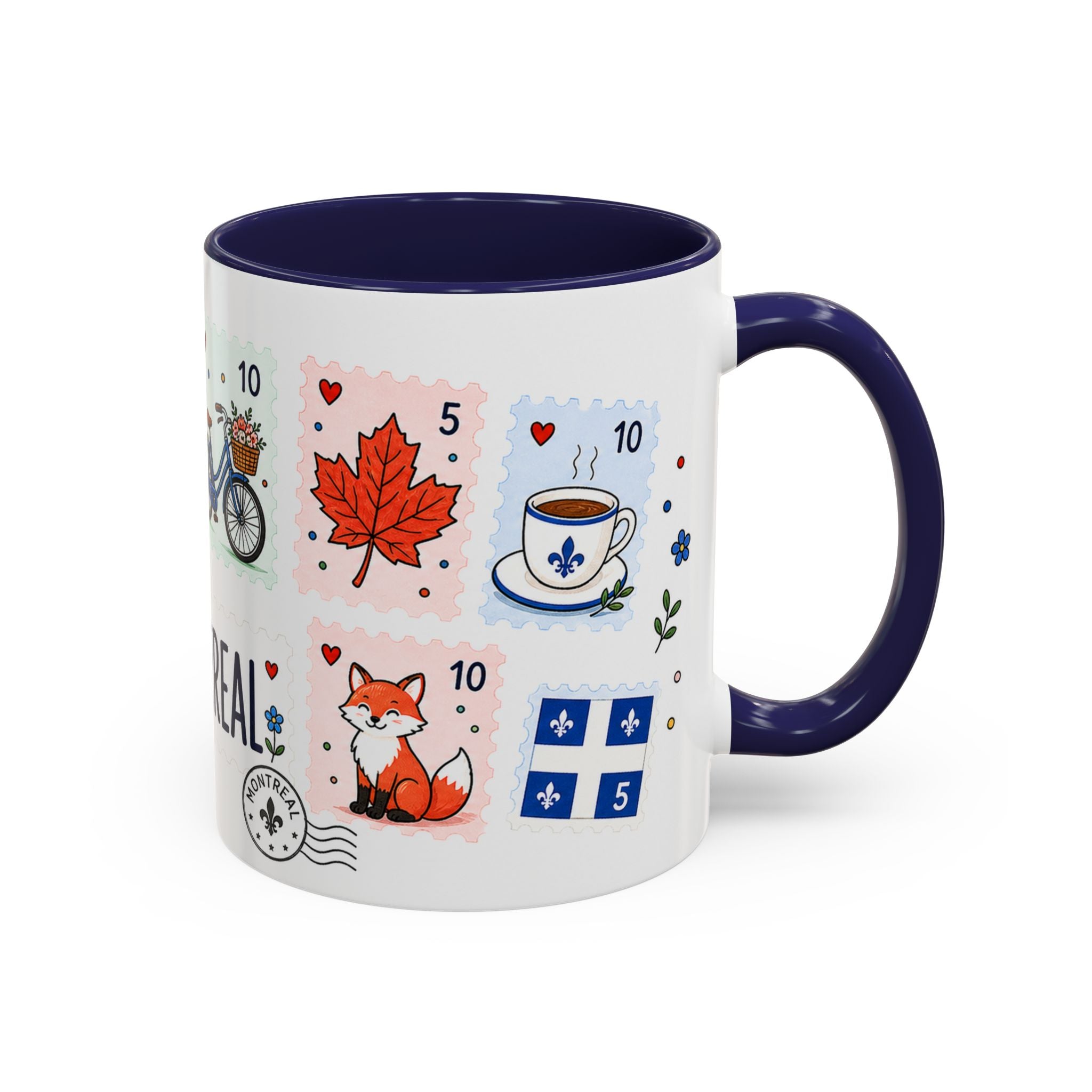 Montreal Coffee Mug | Postage Stamp Collage Mug | Travel Souvenir Accent Cup 11oz 15oz