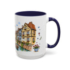 Colmar Illustrated Travel Mug | France Souvenir Accent Coffee Mug | 11oz 15oz Ceramic Cup