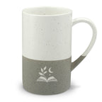 Books and Botanicals Engraved Speckled Ceramic Mug, 13oz, Minimalist Coffee Cup, Nature Inspired Gift