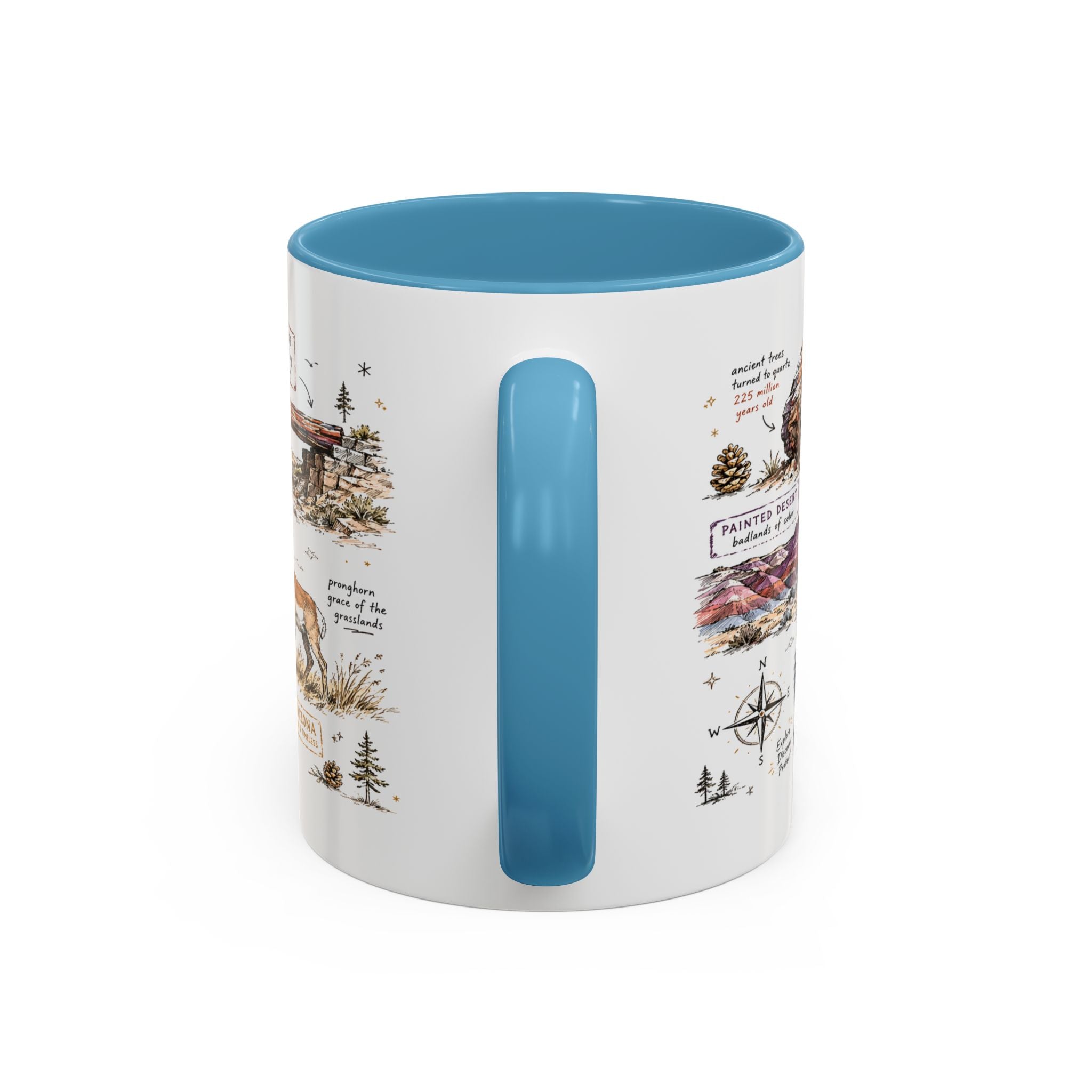Petrified Forest National Park Coffee Mug | Arizona Painted Desert Fossil Gift | Accent Color Ceramic 11oz 15oz