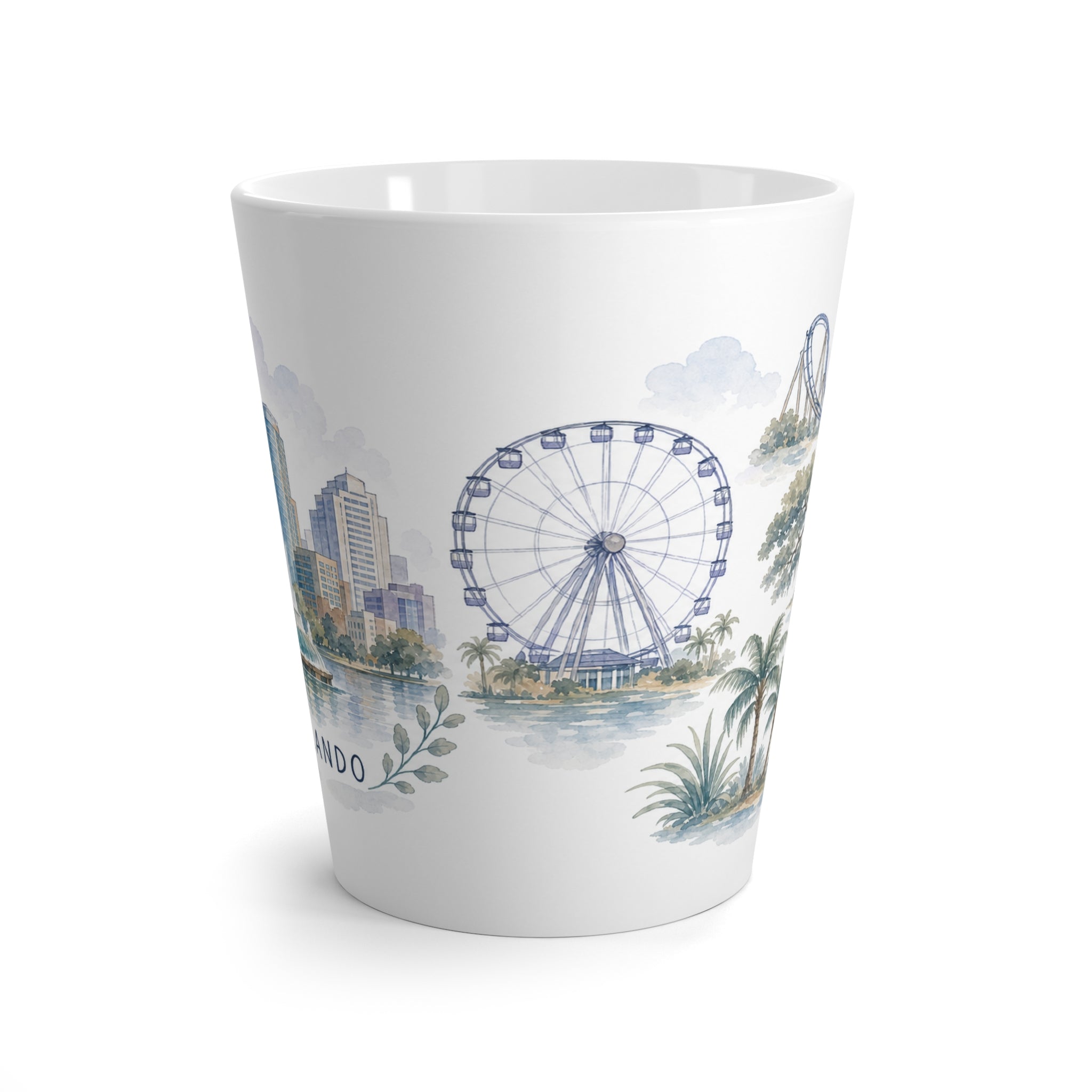Orlando Latte Mug | Watercolor City Travel Mug | 12 oz Ceramic Souvenir Gift