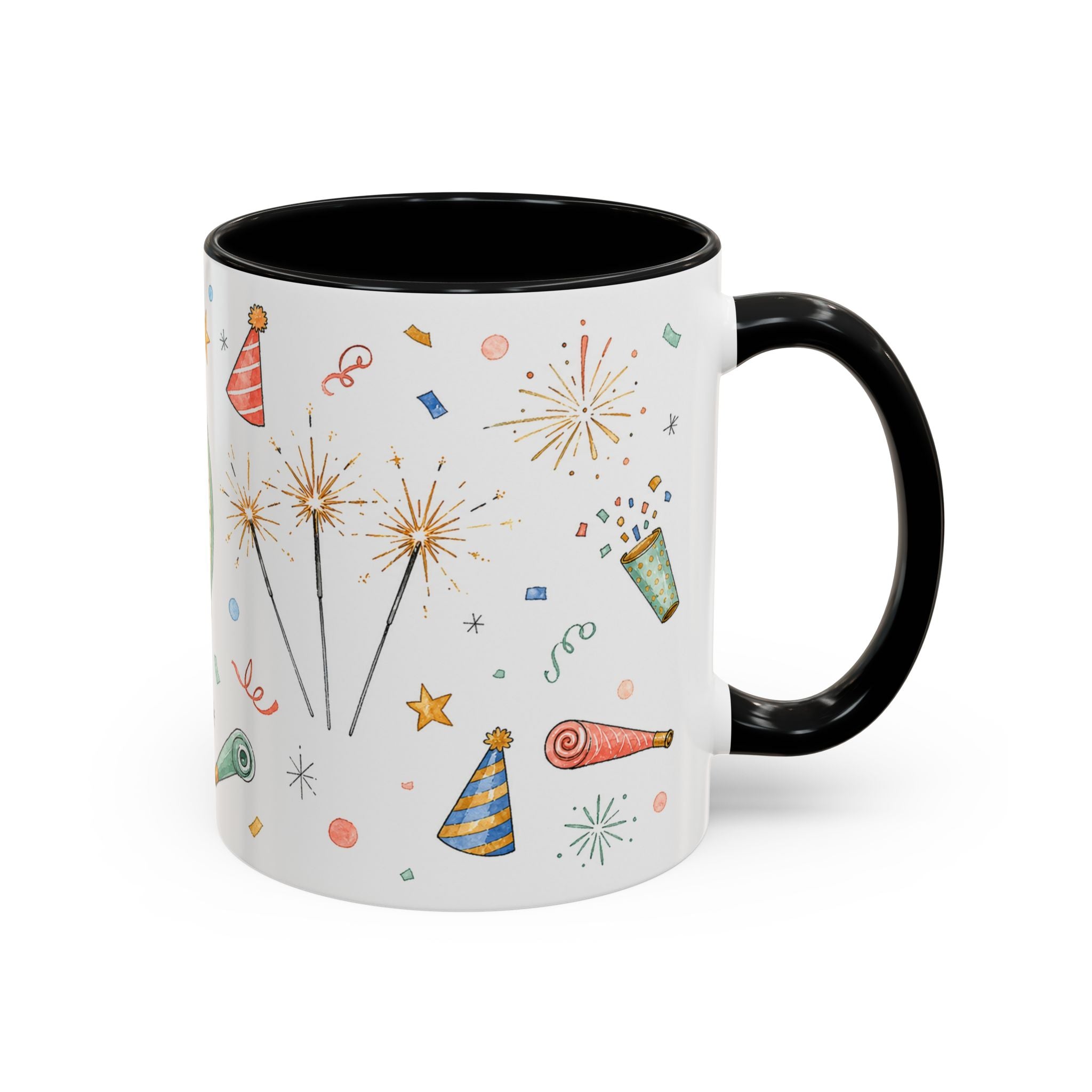 New Year Sparkler Mug | Champagne Toast Watercolor Party Gift | Accent Cup 11oz 15oz
