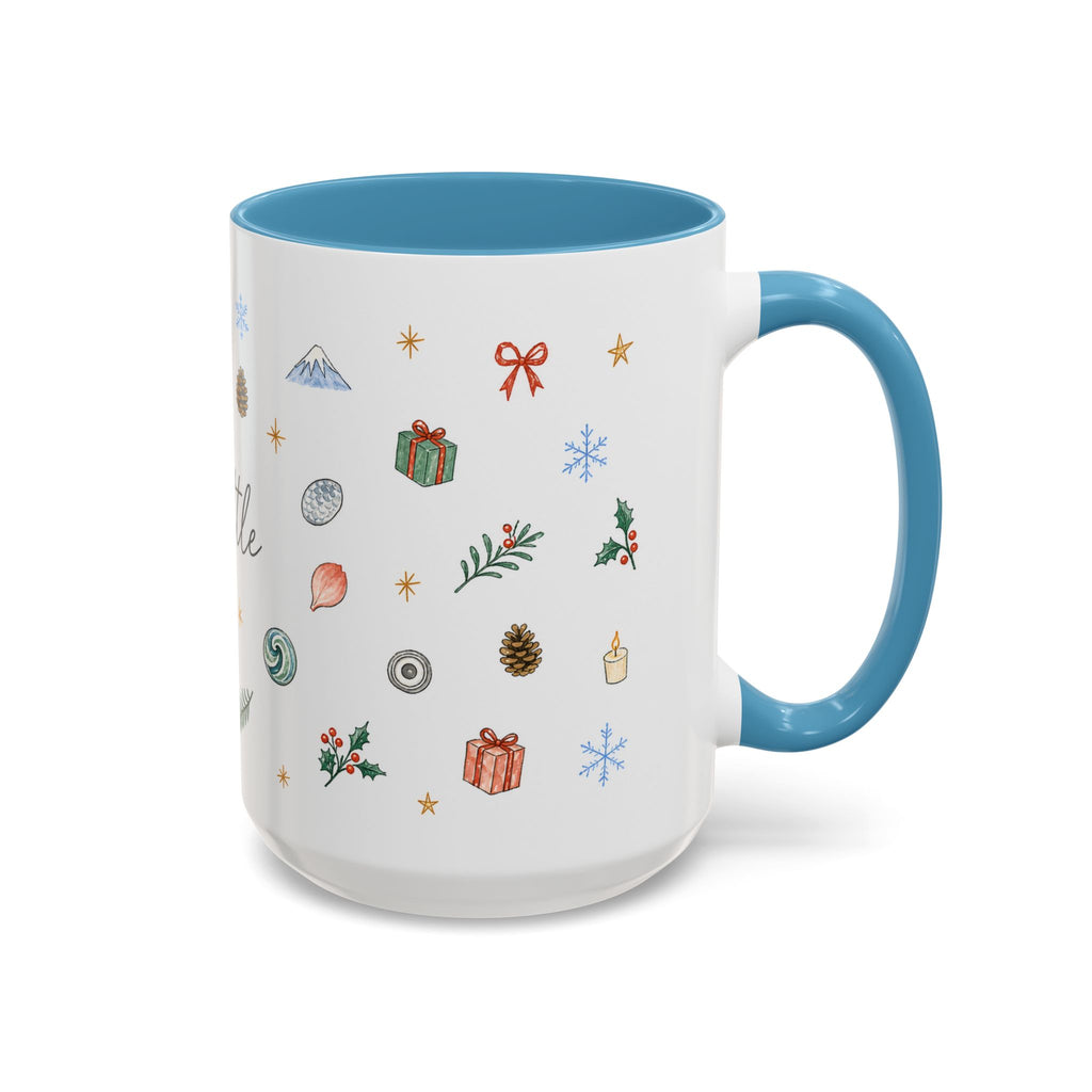 Seattle Christmas Mug | Watercolor Travel Souvenir | Holiday Gift | Accent Ceramic Coffee Cup 11oz 15oz