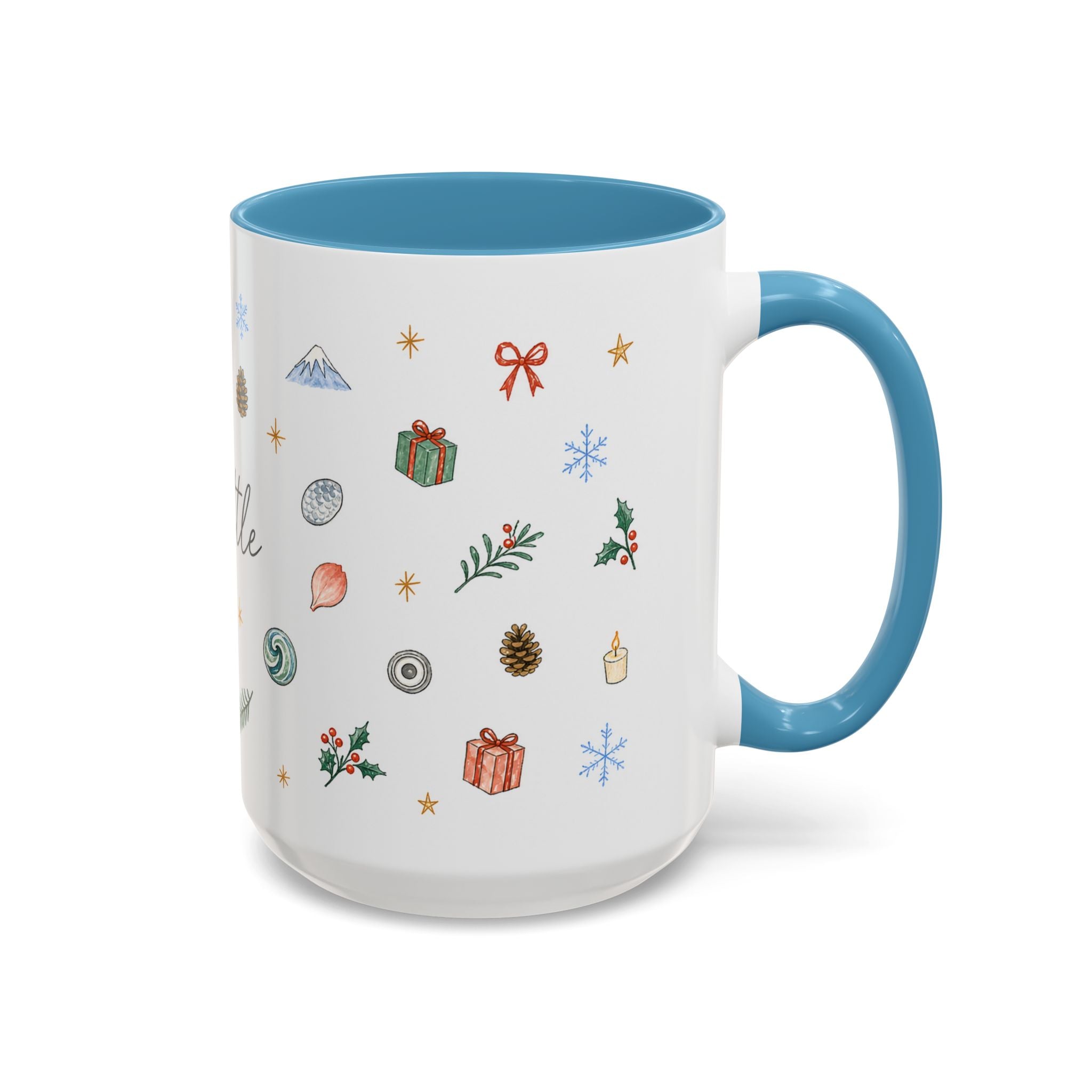 Seattle Christmas Mug | Watercolor Travel Souvenir | Holiday Gift | Accent Ceramic Coffee Cup 11oz 15oz