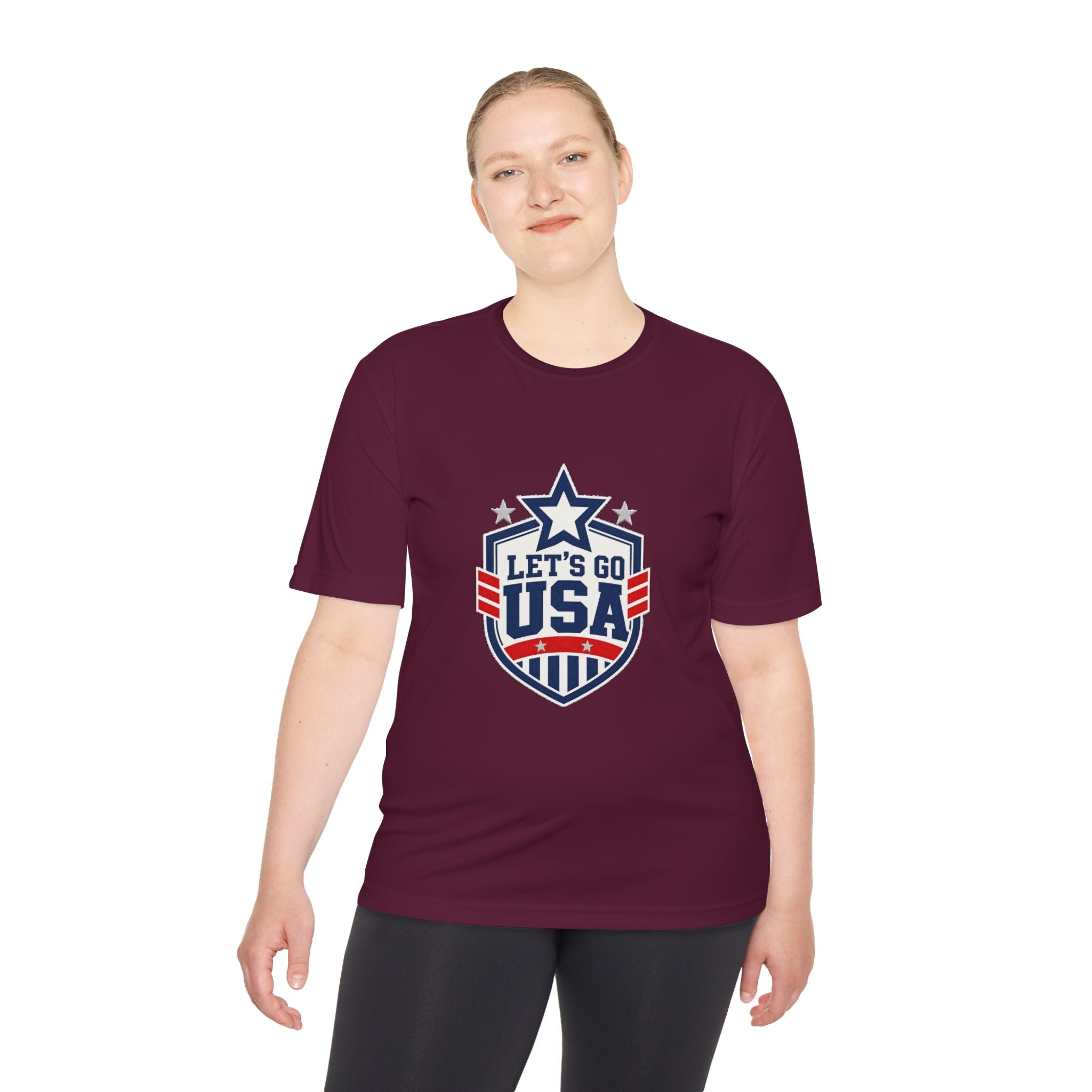 United States Soccer T Shirt, Let's Go USA Fan Tee, Moisture Wicking Sport Shirt