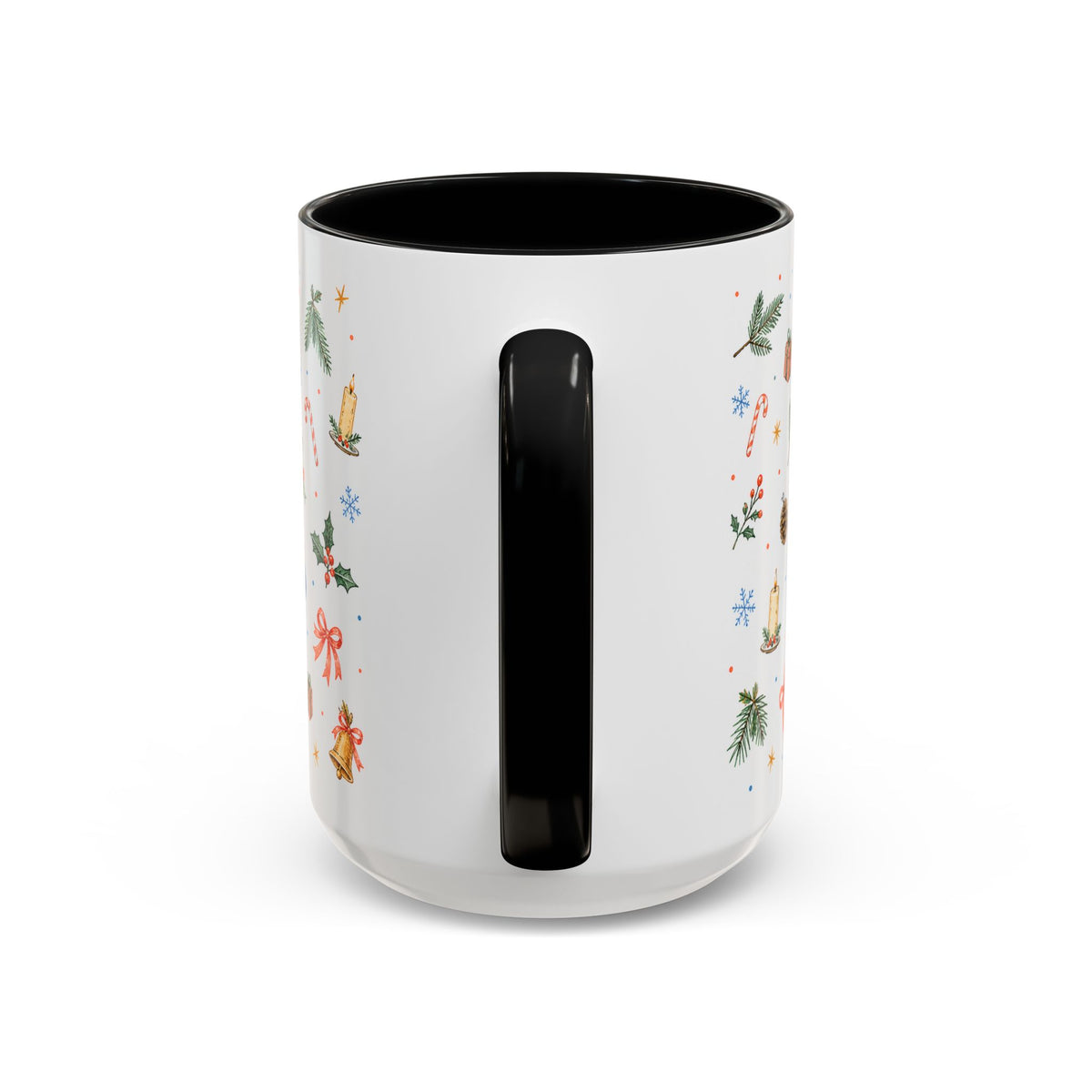 Christmas Bell Mug | Ribbon Gift Watercolor Holiday Cup | Accent Coffee Mug 11oz 15oz
