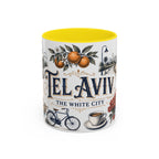 Tel Aviv Coffee Mug | Israel Travel Souvenir | Vintage Illustrated City Gift | 11 oz 15 oz Accent Mug