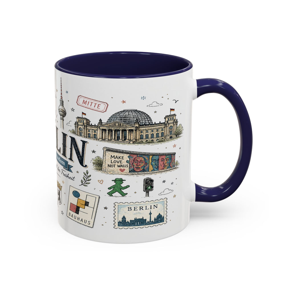Berlin Coffee Mug | Germany Souvenir Travel Gift | Accent Color Ceramic 11oz 15oz