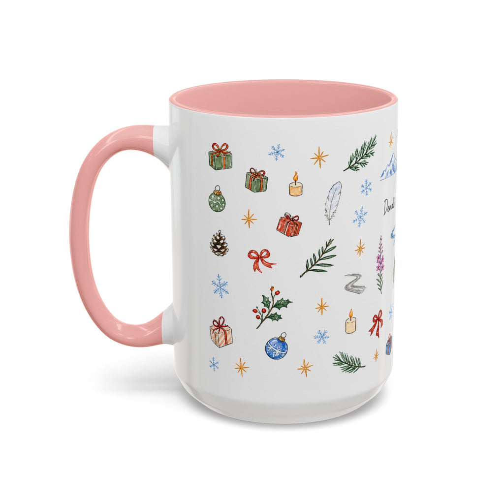 Denali National Park Christmas Mug | Watercolor Travel Souvenir | Holiday Gift | Accent Ceramic Coffee Cup 11oz 15oz