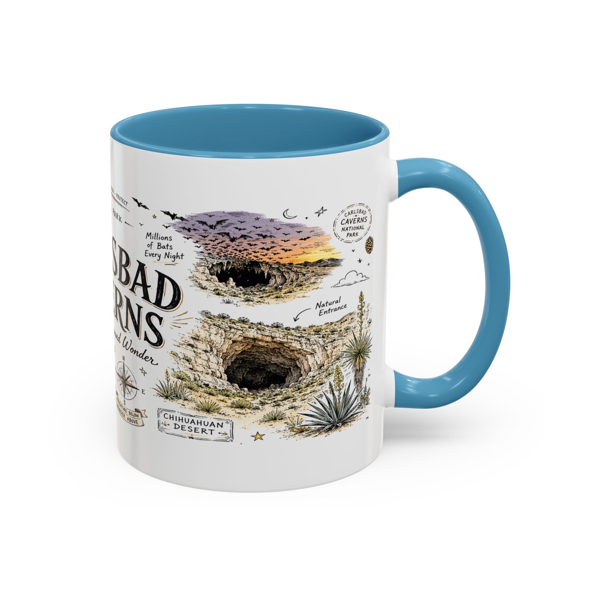 Carlsbad Caverns National Park Coffee Mug | New Mexico Cave Exploration Bat Gift | Accent Color Ceramic 11oz 15oz