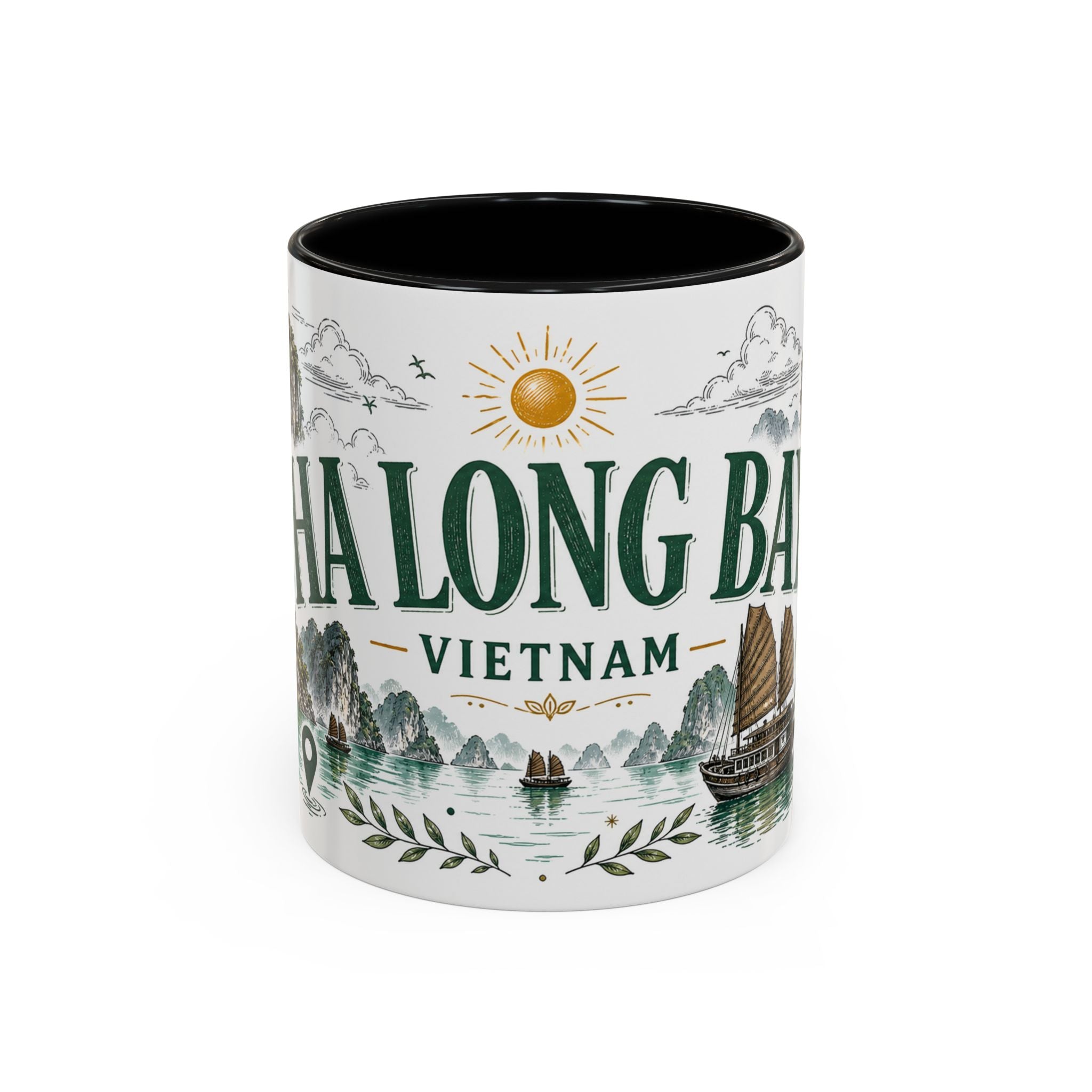 Ha Long Bay Coffee Mug | Travel Destination Souvenir Gift | Accent Color Ceramic 11oz 15oz