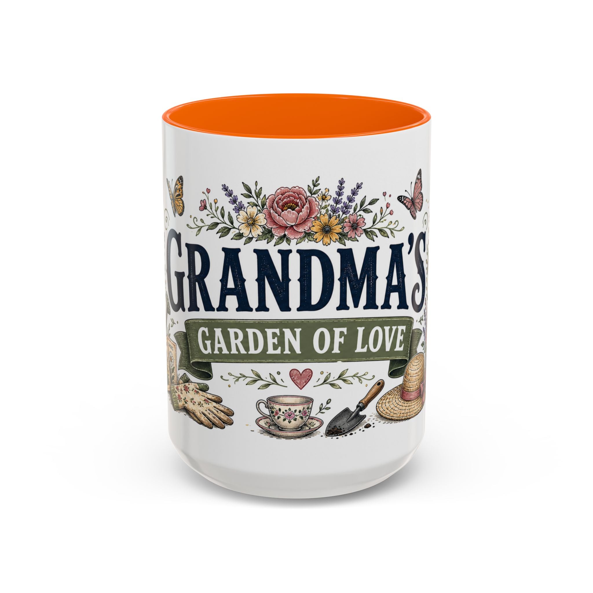 Grandma's Garden Of Love Coffee Mug | Gift From Grandkids | Accent Color Ceramic 11oz 15oz