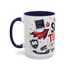 Super Teacher Coffee Mug | All Heroes Wear Capes Teacher Gift | Accent Color Ceramic 11oz 15oz
