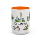 Columbus Illustrated Travel Mug | City Souvenir Accent Coffee Mug | 11oz 15oz Ceramic Cup