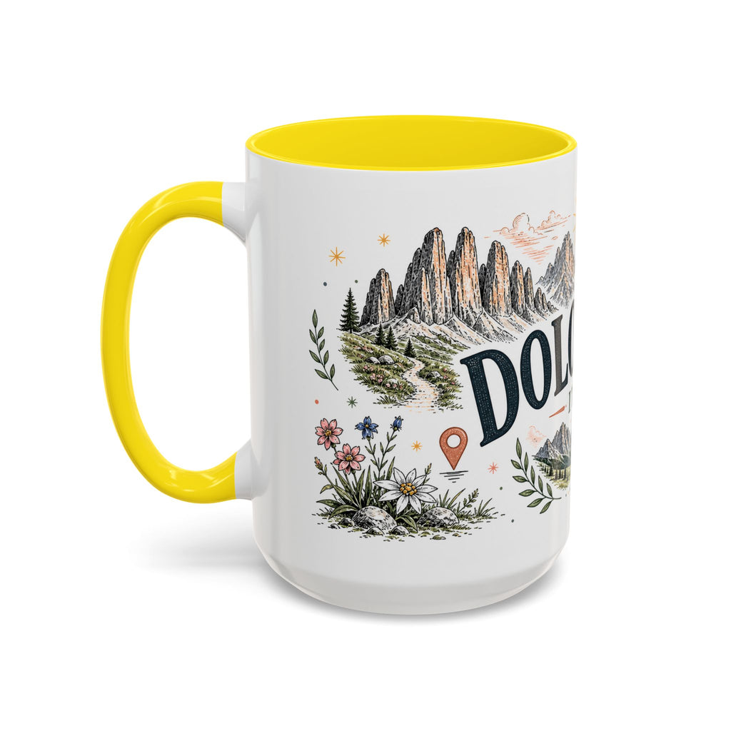 Dolomites Coffee Mug | Travel Destination Souvenir Gift | Accent Color Ceramic 11oz 15oz