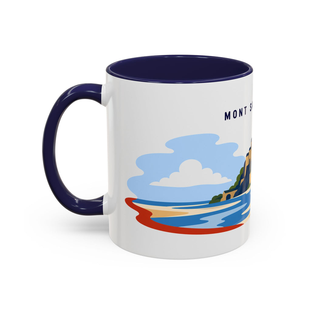 Mont Saint Michel Coffee Mug | Travel Destination Souvenir Gift | Accent Color Ceramic 11oz 15oz
