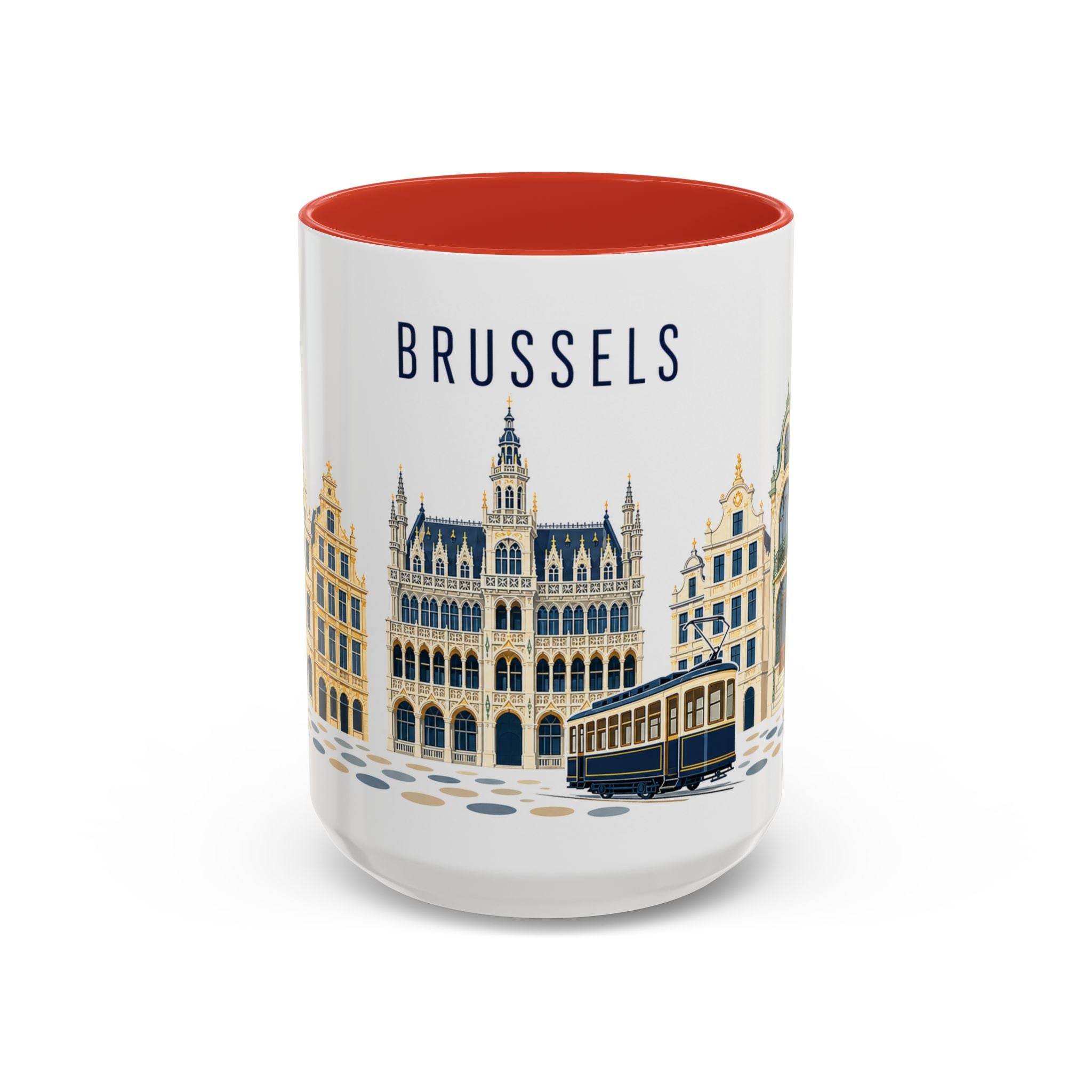 Brussels Coffee Mug | Belgium Travel Souvenir | Porcelain Decal City Gift | 11oz 15oz Accent Mug