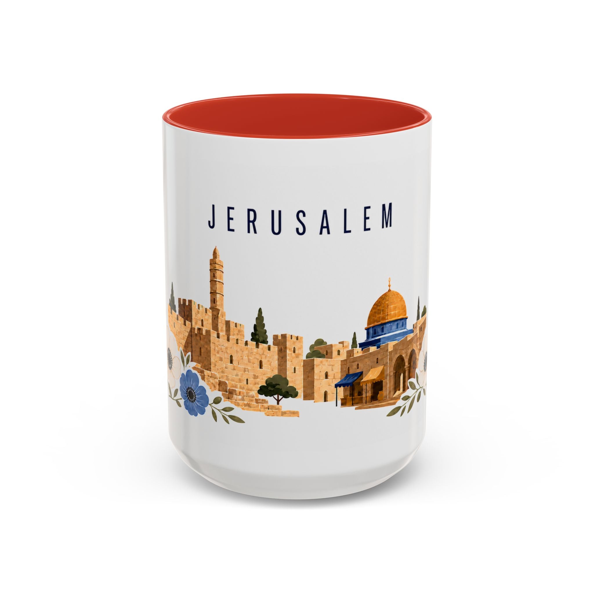 Jerusalem Coffee Mug | Israel Travel Souvenir | Porcelain Decal City Gift | 11oz 15oz Accent Mug