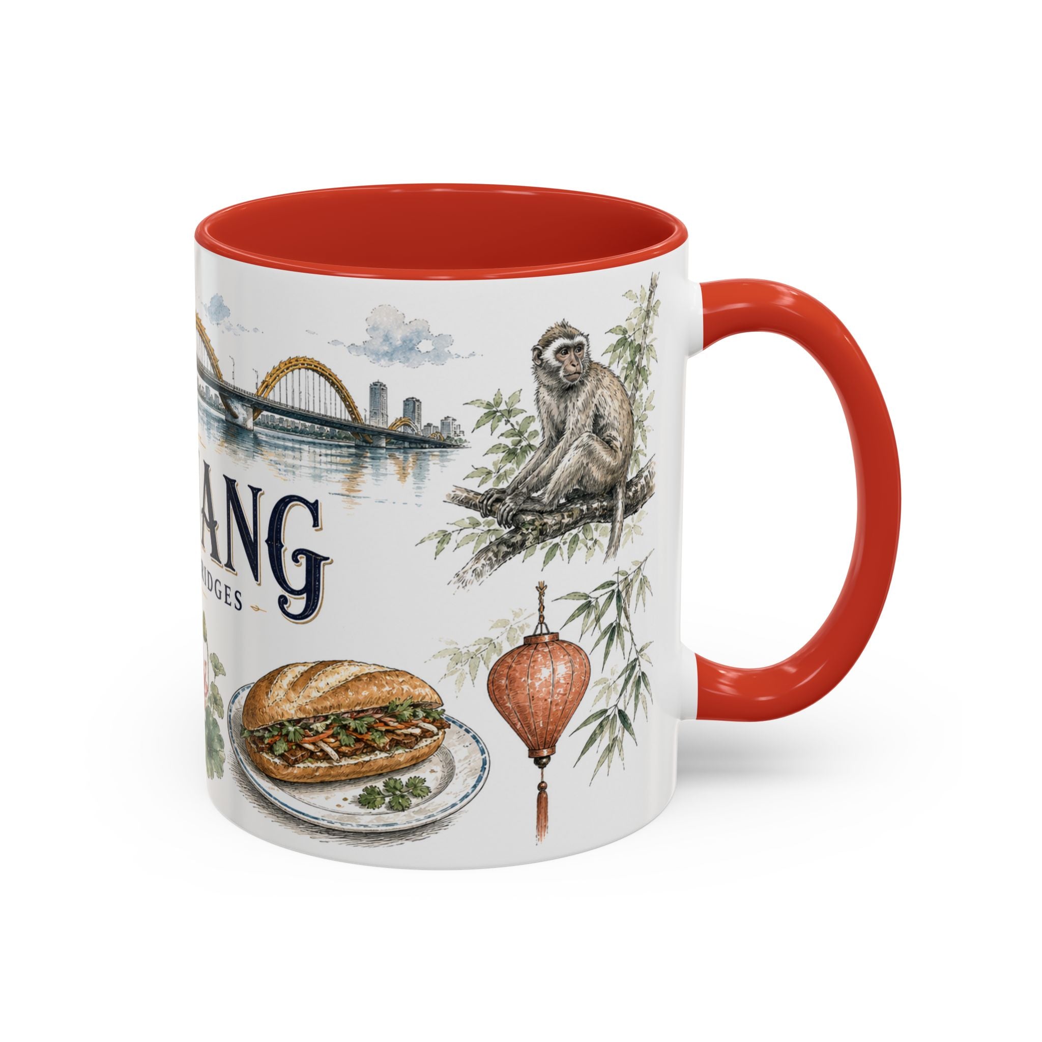 Da Nang Coffee Mug | Vietnam Travel Souvenir | Vintage Illustrated City Gift | 11 oz 15 oz Accent Mug