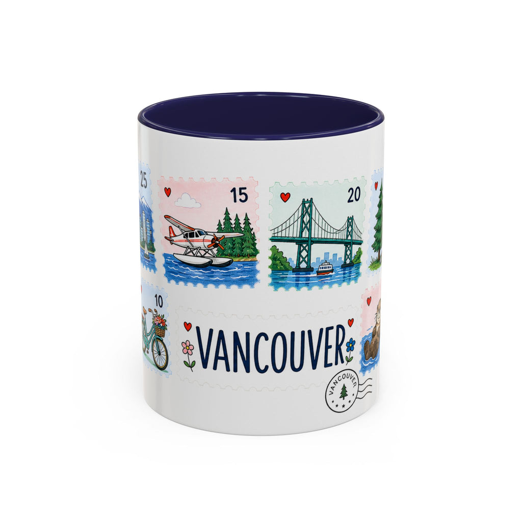 Vancouver Coffee Mug | Postage Stamp Collage Mug | Travel Souvenir Accent Cup 11oz 15oz