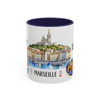 Marseille Illustrated Travel Mug | City Souvenir Accent Coffee Mug | 11oz 15oz Ceramic Cup