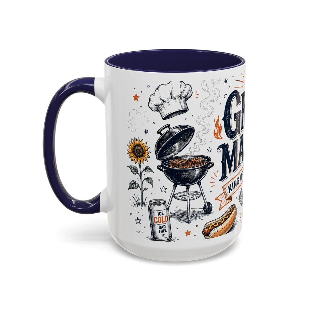 Grill Master Coffee Mug | Father's Day Gift for Dad | Accent Color Ceramic 11oz 15oz