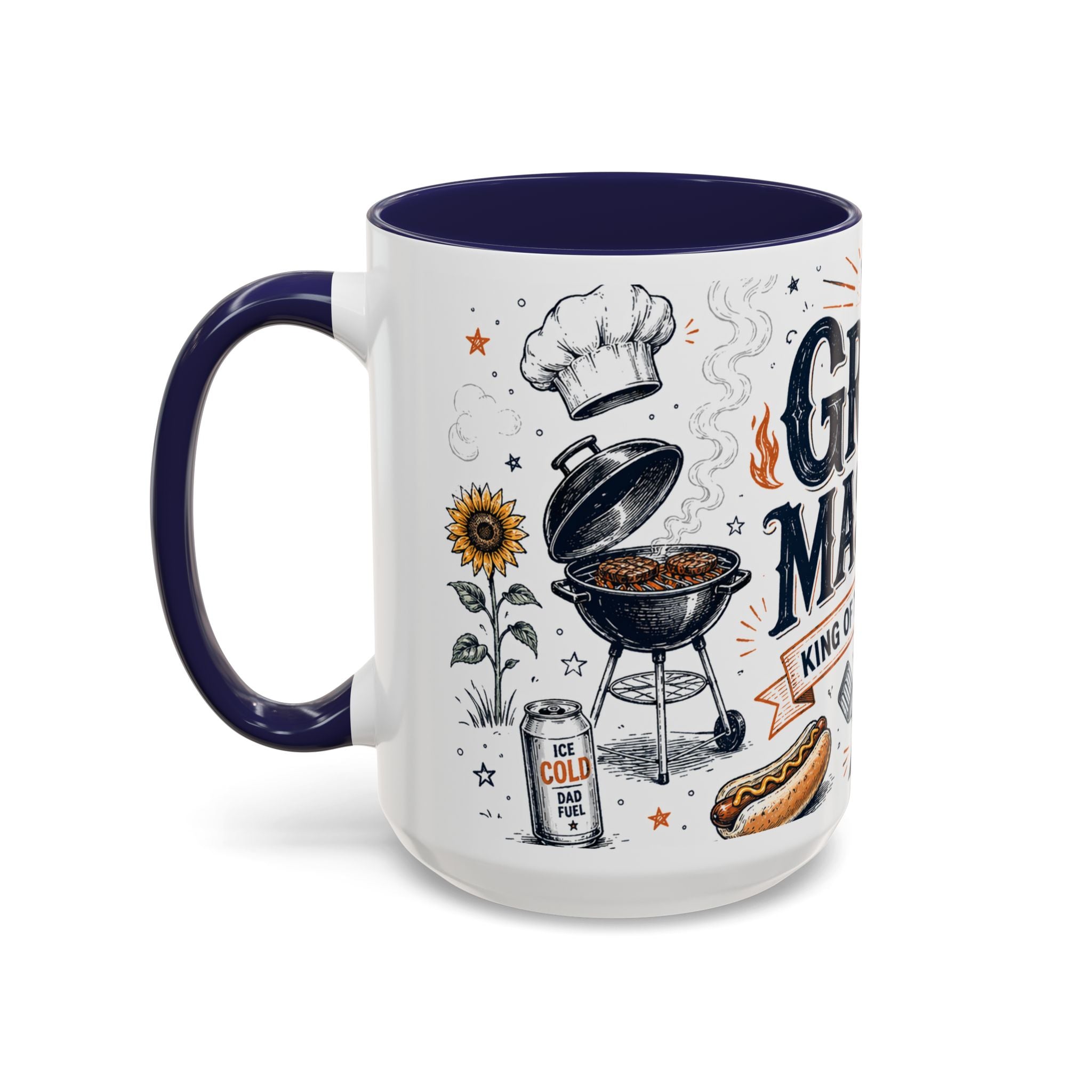 Grill Master Coffee Mug | Father's Day Gift for Dad | Accent Color Ceramic 11oz 15oz